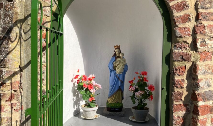 Bewonersnetwerk laat nis in muur pastorie met  mariabeeld opknappen
